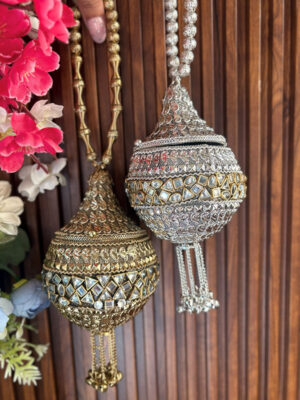 Kundan Globe Brass Clutch